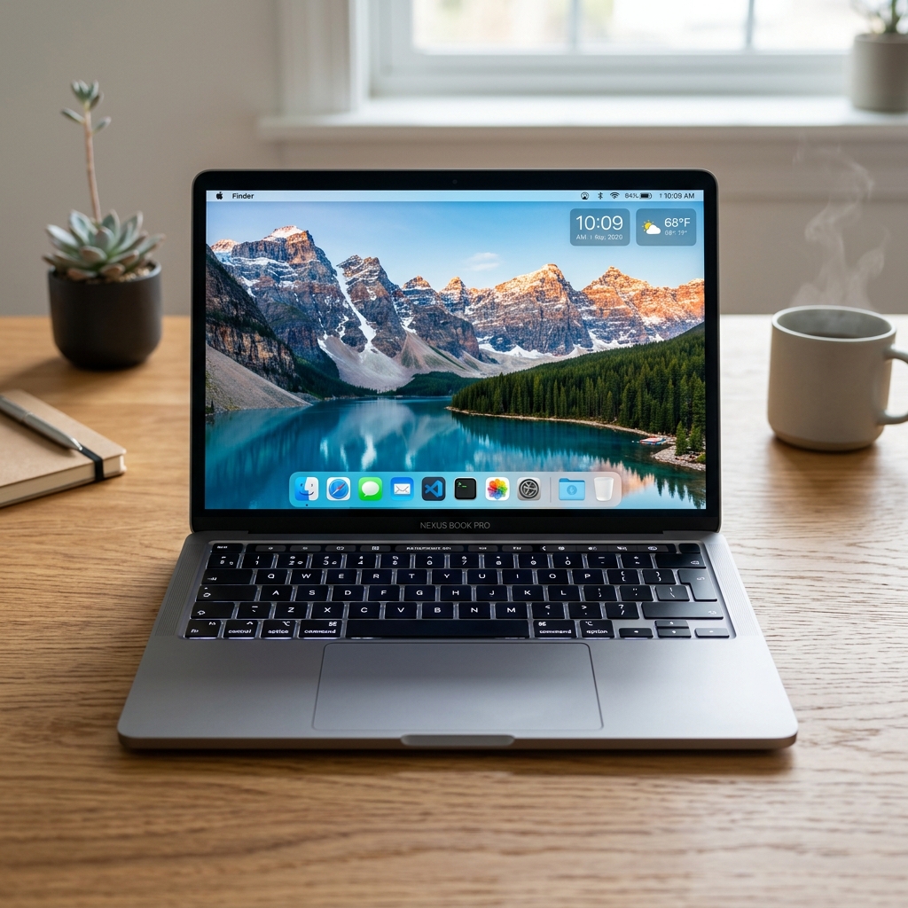 Premium ultra-thin laptop open on desk
